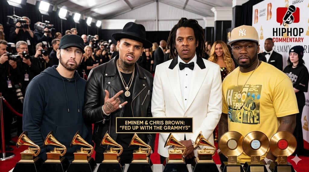 Eminem Grammys boycott, Chris Brown Grammys criticism, Grammy snubs hip hop, Jay Z Grammys speech, Beyonce Album of the Year controversy, music awards debate, hip hop vs Grammys