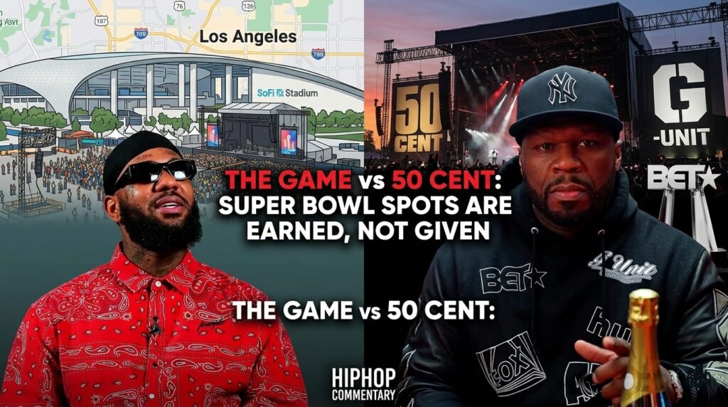 The Game and 50 Cent beef, Super Bowl Halftime Show 2022, The Game Super Bowl snub, 50 Cent responds to The Game, Dr. Dre Super Bowl lineup, Why The Game was not at Super Bowl, The Game 50 Cent drama latest, West Coast hip hop Super Bowl, The Game interview 50 Cent, 50 Cent earned not given, The Game feels disrespected, G-Unit beef history, The Game Dr Dre relationship, 50 Cent Super Bowl surprise, hip hop news 2025