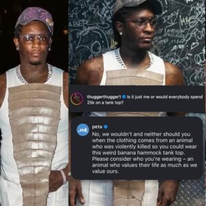 Young Thug alligator outfit, Young Thug PETA controversy, $25000 outfit rapper, exotic skin fashion debate, hip hop fashion controversy, PETA vs celebrities, vegan leather debate, Young Thug style, luxury streetwear drama, rapper fashion backlash