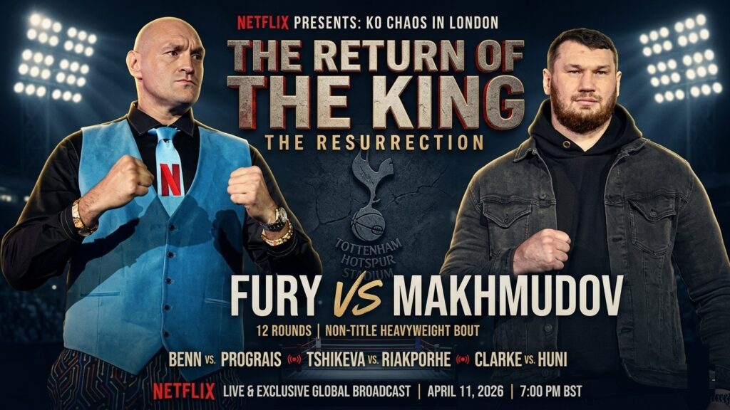 Tyson Fury return, Fury vs Makhmudov, boxing 2026, Fury comeback fight, heavyweight boxing news, Netflix boxing fight, Arslanbek Makhmudov, Fury retirement return, boxing London event, Gypsy King fight