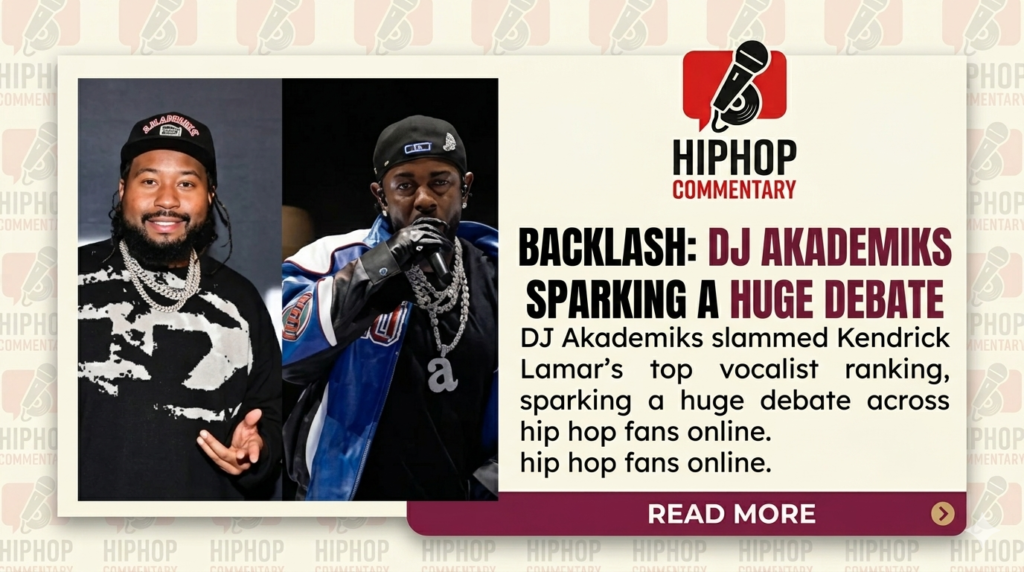 DJ Akademiks explodes over Kendrick Lamar ranking, Kendrick Lamar vocalist ranking, Consequence list, Drake, hip hop news, Kendrick Grammy wins, Akademiks livestream, rap controversy, Kendrick Lamar awards