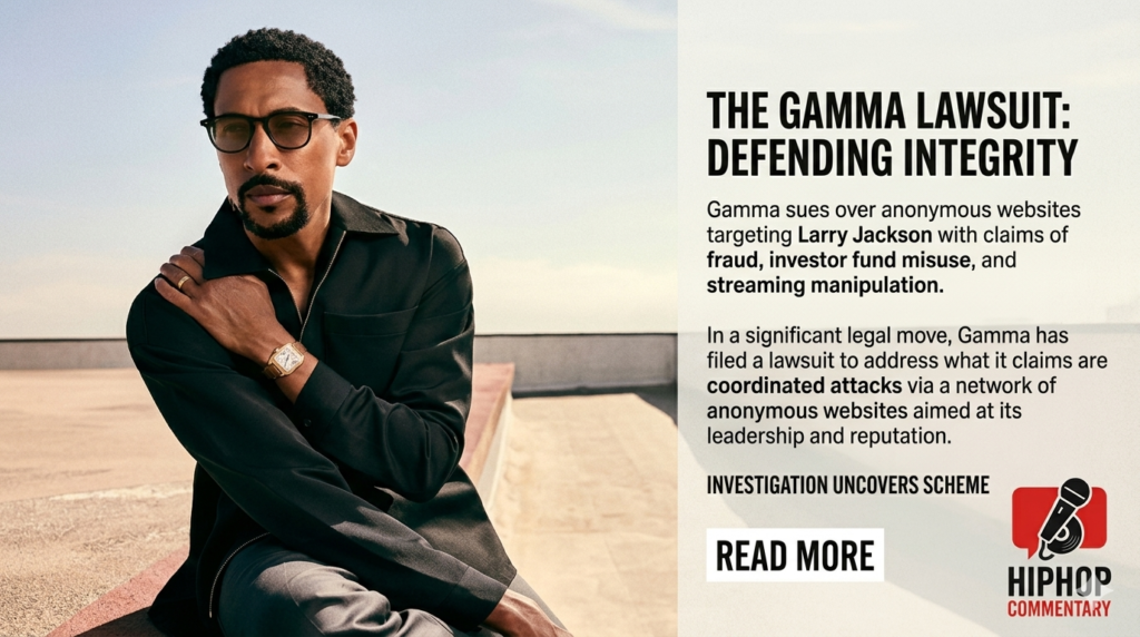 Gamma hits back Larry Jackson’s company says mystery, Larry Jackson, gamma lawsuit, gamma exposed website, Larry Jackson exposed, gamma defamation case, music industry lawsuit, Kanye West Bully album, streaming manipulation claims, investor fund allegations, Mariah Carey gamma, Usher gamma, entertainment industry news, music business lawsuit, anonymous website lawsuit, online defamation